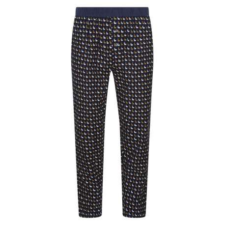 Pyjama long en coton avec T-shirt uni et pantalon imprimé de lama bicolore - Image 3