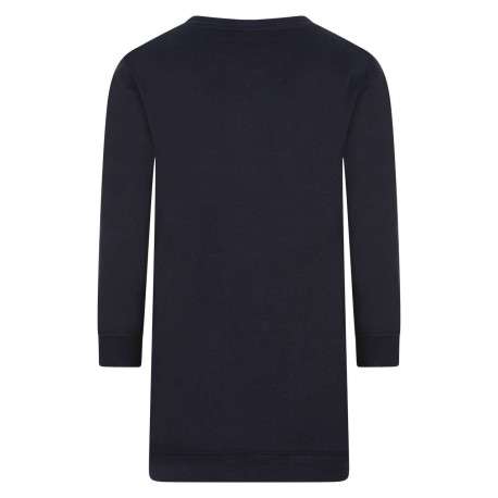 Robe sweat courte marine unie à col rond et manches longues - Image 2