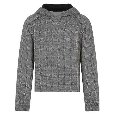 Sweat à capuche CHECK avec carreaux motifs pieds de poule et poignets resserrés