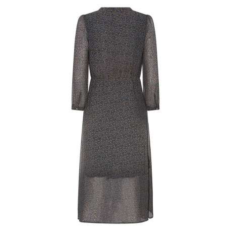 Robe longue noire liberty à coupe ajustée col rond et taille élastiquée - Image 2