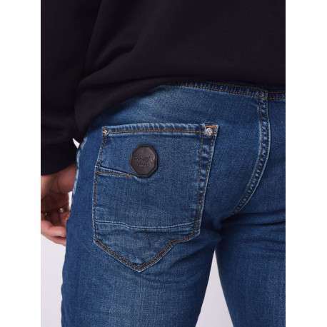 Jean troué en coton indigo uni avec une coupe skinny - Image 4