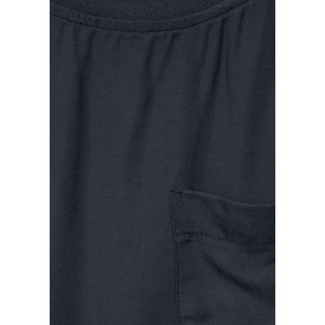 Top en viscose douce anthracite uni à coupe ample, col rond effet plissé et à manches 3/4 - Image 6