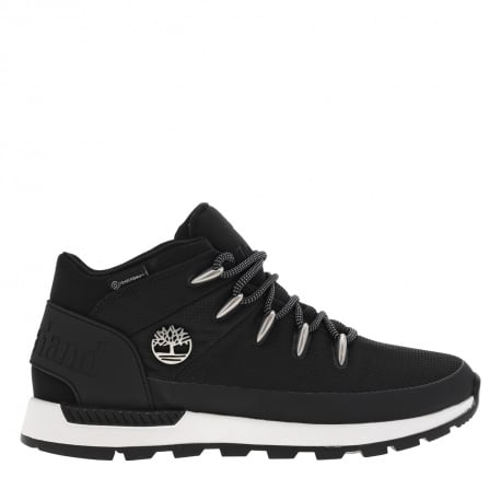 Baskets montantes noir waterproof à semelle running plate et à lacets ronds tressés