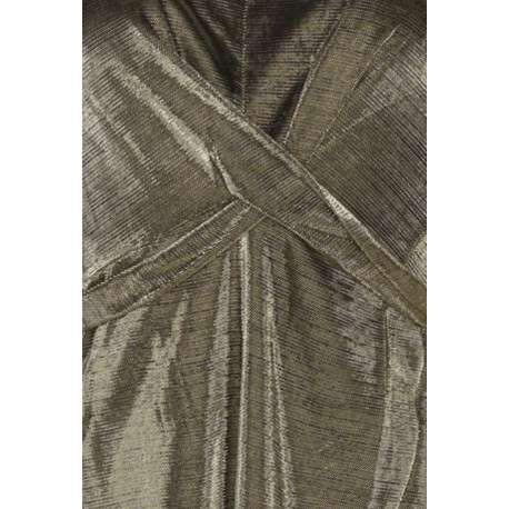 Robe courte kaki irisée avec une coupe droite col rond et à manches courtes - Image 3