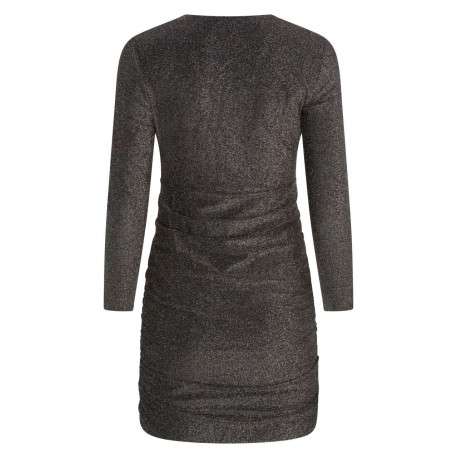 Robe courte multicolore en jersey métallique coupe moulante et col v - Image 2