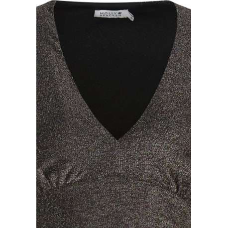 Robe courte multicolore en jersey métallique coupe moulante et col v - Image 3