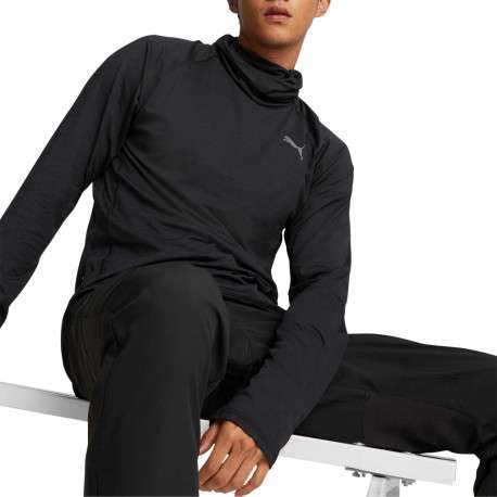 T-shirt Run Cloudspun High Neck Ls M type sous pull uni noir avec une coupe droite - Image 3