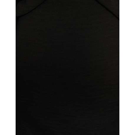 Robe courte noire unie effet gauffré avec une coupe droite col v et à manches courtes - Image 5