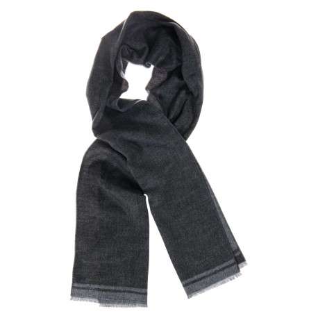 Foulard uni anthracite avec des franges et des liserés
