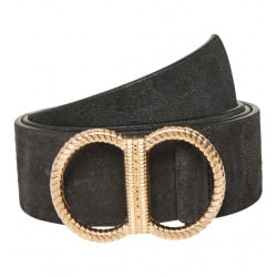 Ceinture unie noire en daim de vachette