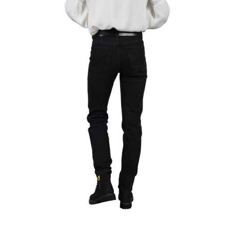 Pantalon en coton noir effet délavé à coupe slim 4 poches - Image 3
