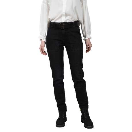 Pantalon en coton noir effet délavé à coupe slim 4 poches