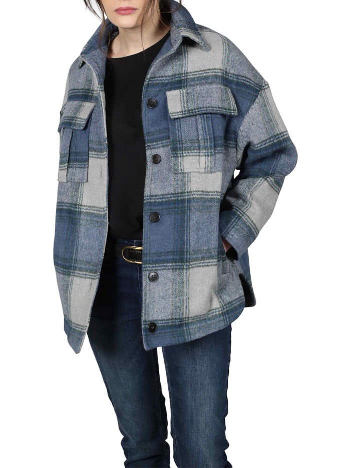 Surchemise bleu à carreaux...