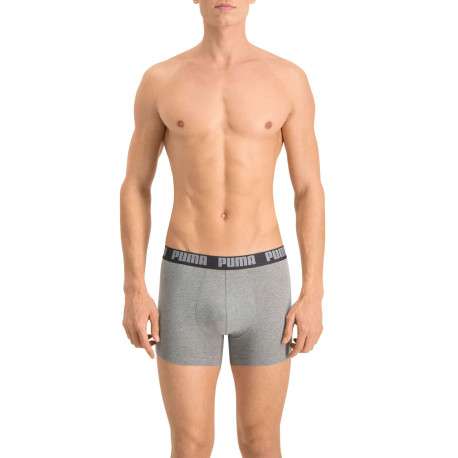 Lot de 2 boxer en coton anthracite et noir à bande élastiquée brodée - Image 3