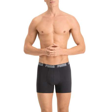 Lot de 2 boxer en coton anthracite et noir à bande élastiquée brodée - Image 4