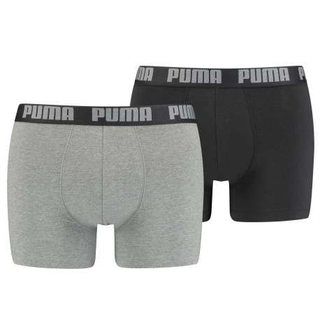 Lot de 2 boxer en coton anthracite et noir à bande élastiquée brodée