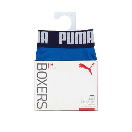 Lot de deux boxers bleus unis avec tailles élastiquées marine et marque blanche - Image 3
