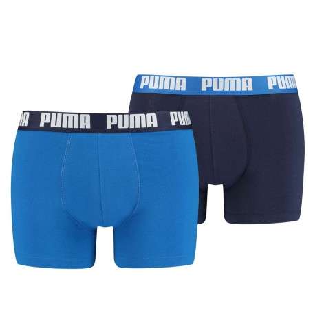 Lot de deux boxers bleus unis avec tailles élastiquées marine et marque blanche