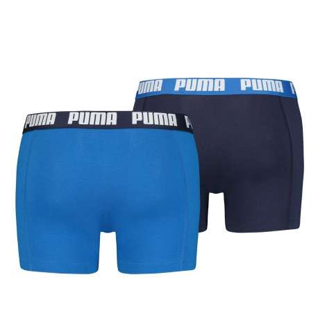Lot de deux boxers bleus unis avec tailles élastiquées marine et marque blanche - Image 4
