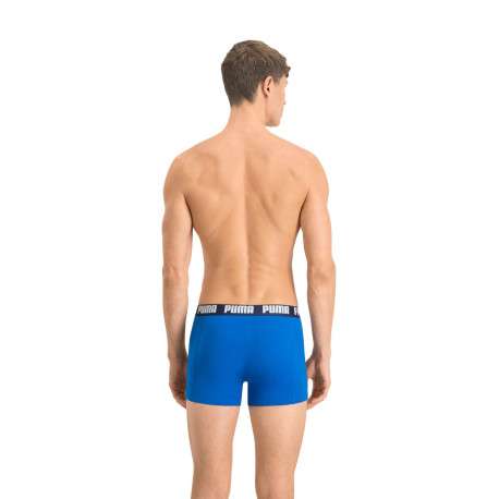 Lot de deux boxers bleus unis avec tailles élastiquées marine et marque blanche - Image 6