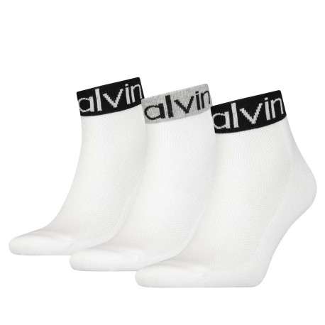 Lot de 3 paires de chaussettes hautes blanches avec inscription Calvin Klein pour homme - Image 2