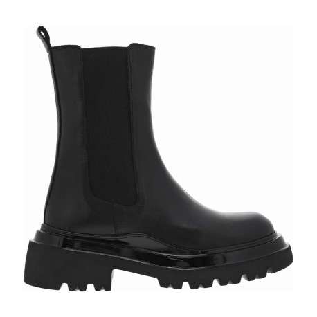 Boots chunky en cuir noires à semelles décrochés moyen - Image 2