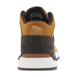 Baskets montantes en cuir nubuck miel à semelle streetwear et à lacets ronds tressés