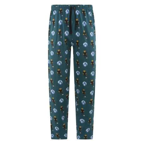 Pyjama Long en coton biologique noir imprimé teddy avec une coupe fermée et col rond - Image 3