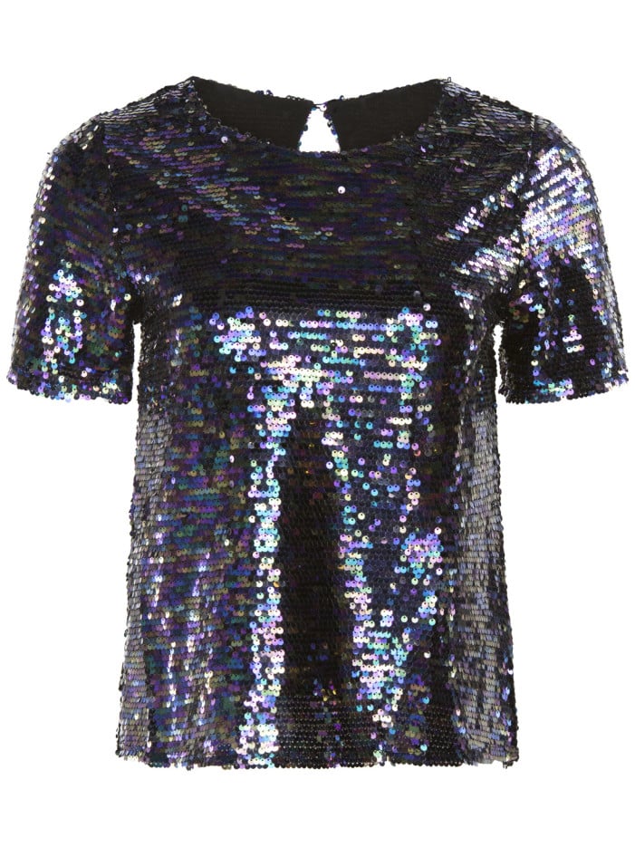 T-shirt noir avec sequins à...