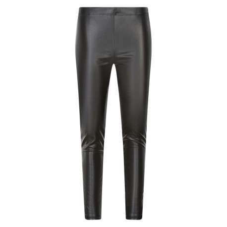 Legging noir en simili cuir avec une coupe bootcut et ceinture élastiquée