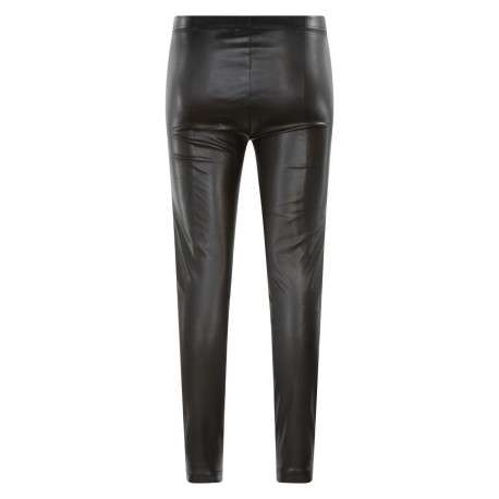 Legging noir en simili cuir avec une coupe bootcut et ceinture élastiquée - Image 2