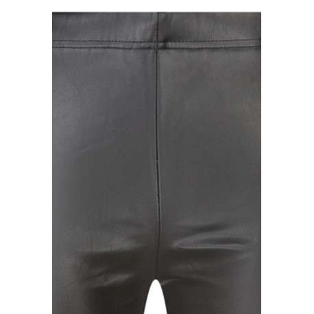 Legging noir en simili cuir avec une coupe bootcut et ceinture élastiquée - Image 3
