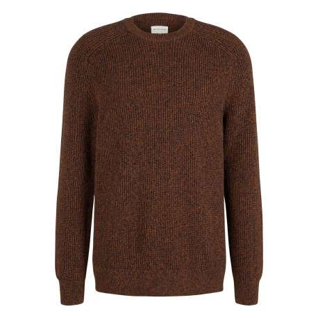 Pull en coton maille moulinée marron avec une coupe droite et col rond