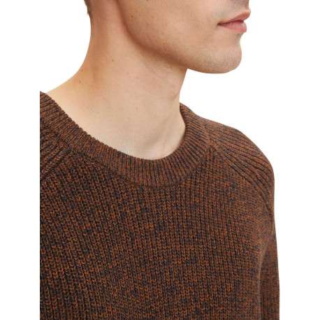 Pull en coton maille moulinée marron avec une coupe droite et col rond - Image 3