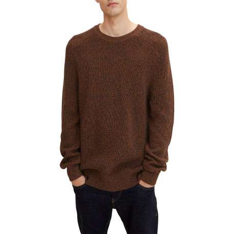 Pull en coton maille moulinée marron avec une coupe droite et col rond - Image 4