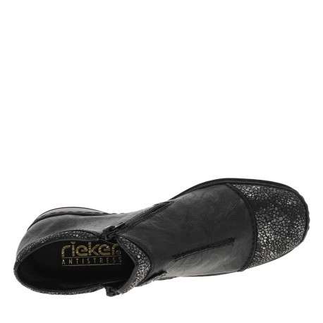 Baskets montantes noires avec un imprimé reptile argenté avec double fermeture zippée - Image 5