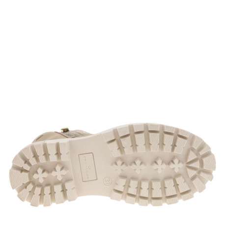 Bottines taupe fourrées à semelle plate à talon décroché bas et à lacets et zip latéral - Image 6