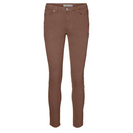 Pantalon en coton mélangé chocolat uni avec une coupe slim - Image 2