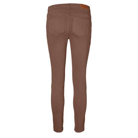 Pantalon en coton mélangé chocolat uni avec une coupe slim - Image 4