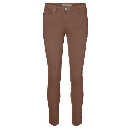 Pantalon en coton mélangé chocolat uni avec une coupe slim - Image 9