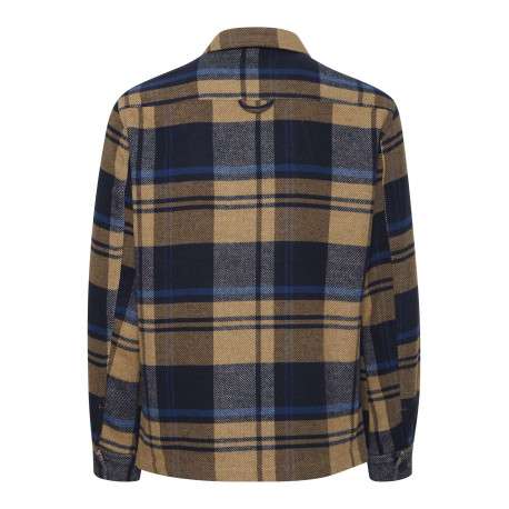 Chemise beige carreaux coupe droite col français et à manches longues - Image 2
