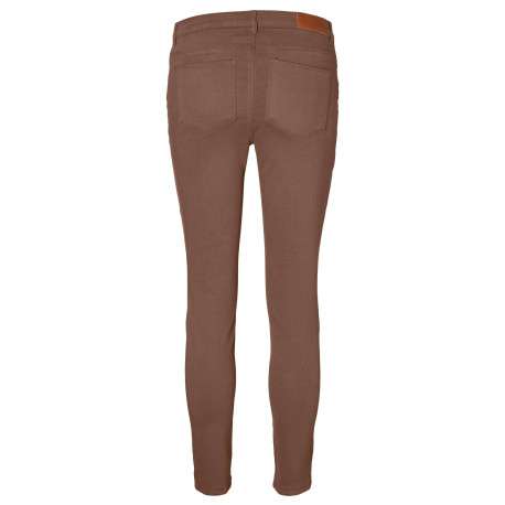 Pantalon en coton mélangé chocolat uni avec une coupe slim - Image 5