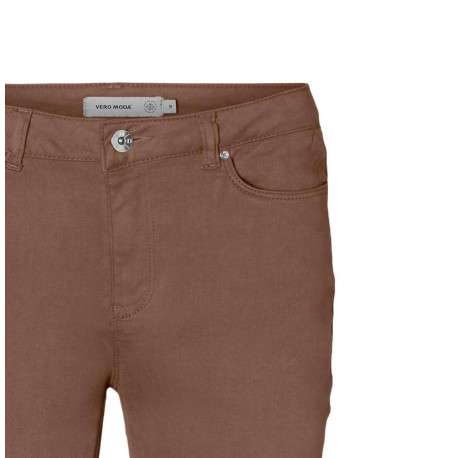 Pantalon en coton mélangé chocolat uni avec une coupe slim - Image 7