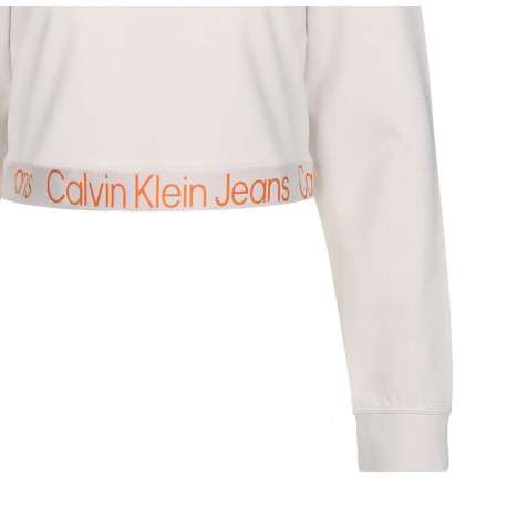 Sweat à capuche écru uni avec une coupe cropped - Image 2