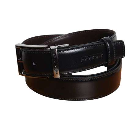 Ceinture en cuir noire unie gravé sur l'extrémité - Image 2