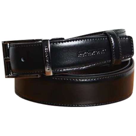 Ceinture en cuir noire unie gravé sur l'extrémité - Image 3