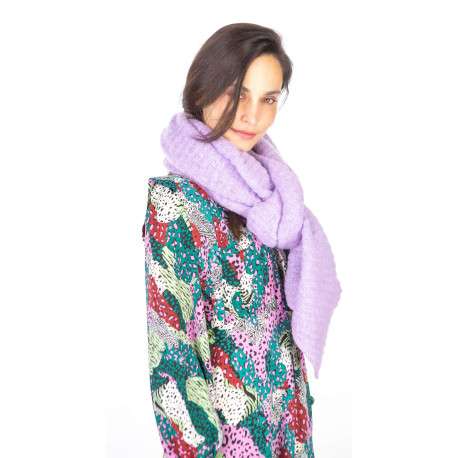 Robe courte multicolore imprimé animal avec col rond et volants au niveau des épaules