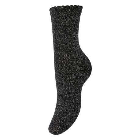 Chaussettes noires unies à taille haute pourvues de fil lurex