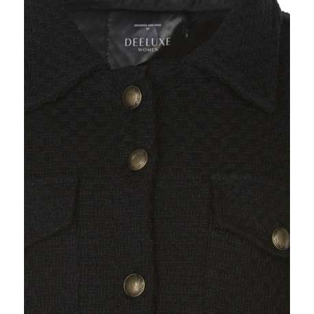 Blouson noir en point de manne avec une coupe droite et col italien - Image 3