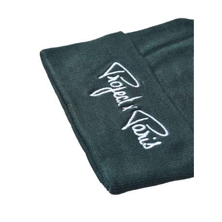 Bonnet vert uni en maille - Image 3